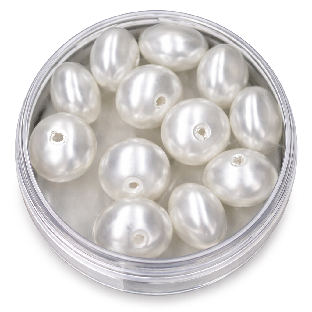 Wachsperle Linse perlweiss 7x10mm 12 Stk./Dose