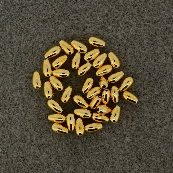 Wachsperle Tropfen 6x3mm metallic, 35 Stück/ Dose, Metallic-Tropfen, Plastikperlen