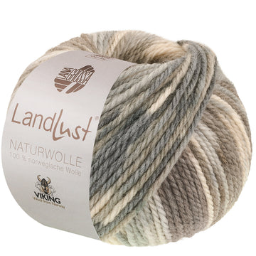 Lana Grossa Landlust Print Naturwolle Uni 100% norwegische Schurwolle klassisch verzwirnt 50g /85m