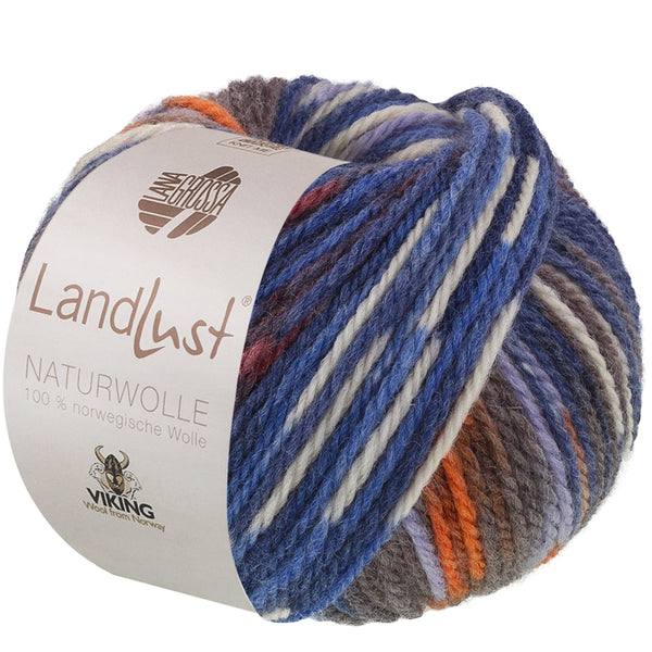 Lana Grossa Landlust Print Naturwolle Uni 100% norwegische Schurwolle klassisch verzwirnt 50g /85m