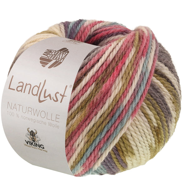 Lana Grossa Landlust Print Naturwolle Uni 100% norwegische Schurwolle klassisch verzwirnt 50g /85m