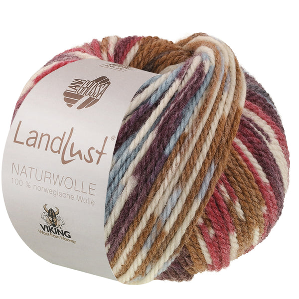 Lana Grossa Landlust Print Naturwolle Uni 100% norwegische Schurwolle klassisch verzwirnt 50g /85m
