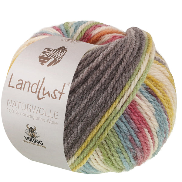 Lana Grossa Landlust Print Naturwolle Uni 100% norwegische Schurwolle klassisch verzwirnt 50g /85m