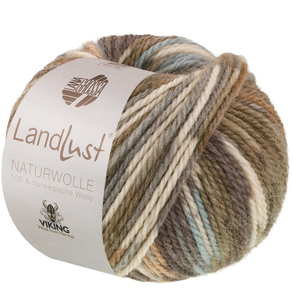 Lana Grossa Landlust Print Naturwolle Uni 100% norwegische Schurwolle klassisch verzwirnt 50g /85m