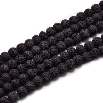 Lavaperlen rund schwarz 8mm 47 Stück/Strang