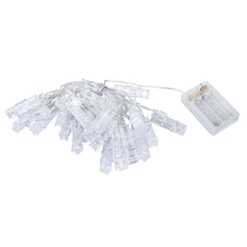 LED Lichterkette mit Clips , 25 Lichter, 390cm ,  Timer,  Batterie