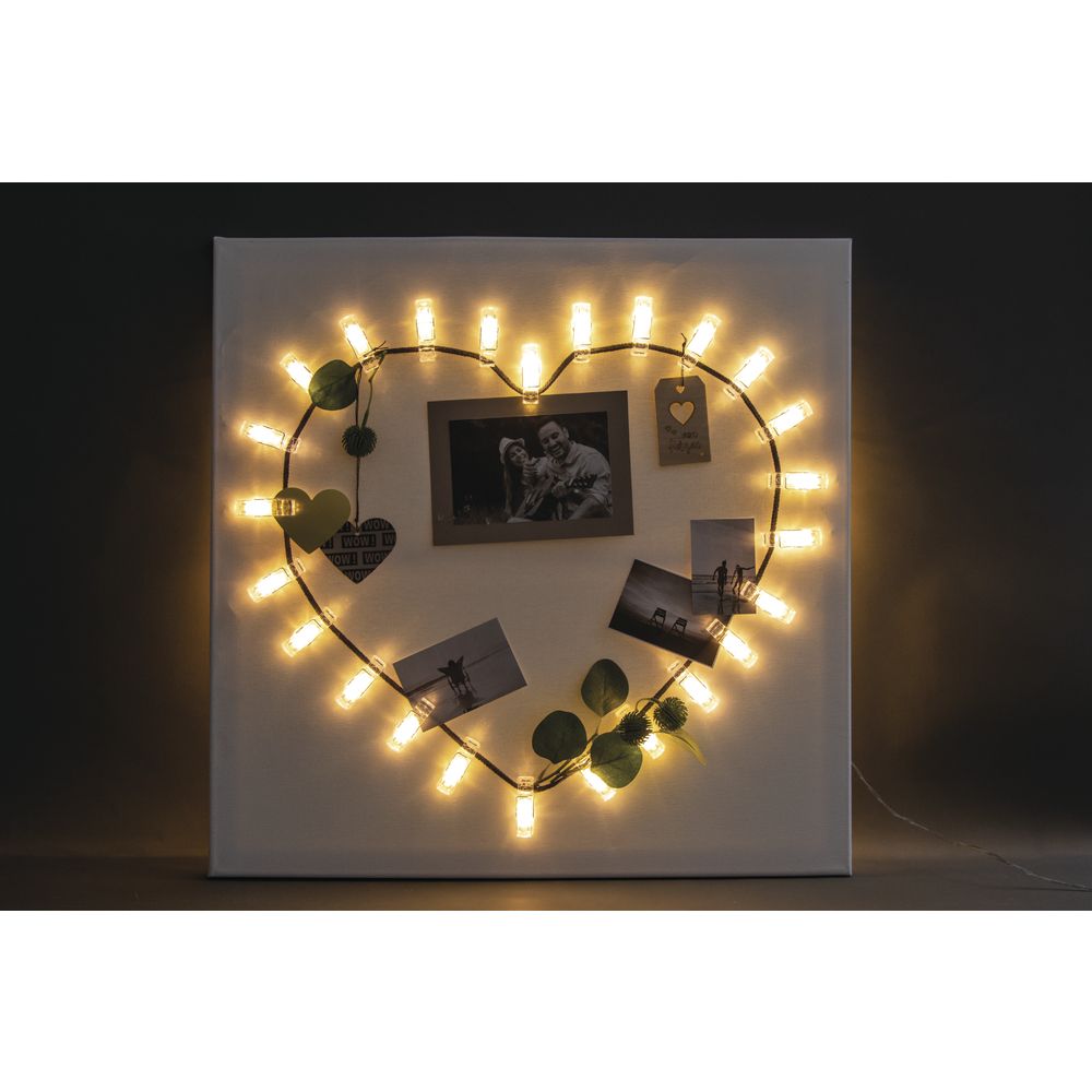 LED-Lichterkette mit Clips, 25 Lichter, 390 cm, Timer, Batterie