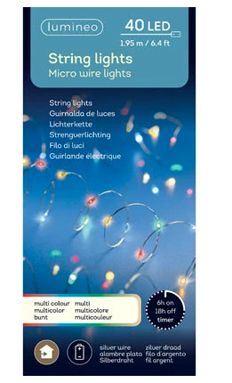 Micro-LED-Strangbeleuchtung, bunt, für den Innenbereich, 195 cm/40 Lampen