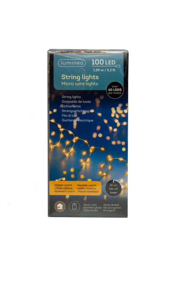 Lichterkette LED Micro Wire Lights 100 LED´s 1,59m batteriebetrieben warm weiß