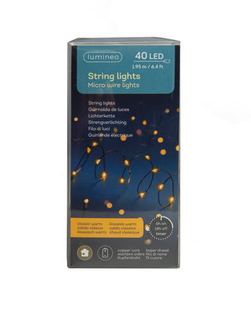 Lichterkette LED Micro Wire Lights 40 LED´s 1,95m batteriebetrieben warm weiß
