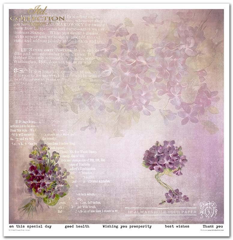Scrapbooking-Papier-Set Blumenpfosten Violett 10 Bögen 31x32cm 200g/m²