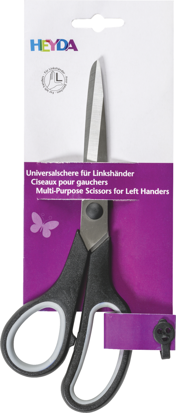 Universalschere Soft-Touch Linkshänder 21 cm schwarz/grau
