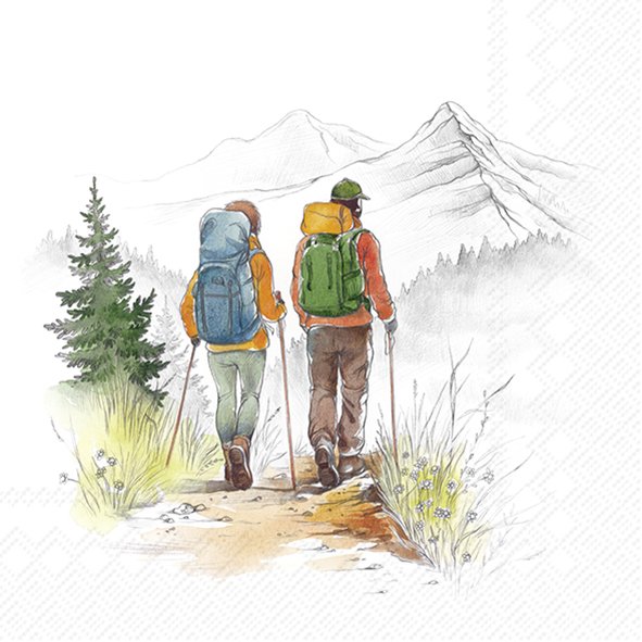 Lunch-Servietten Hiking Wanderer  33x33cm 20 Stück / Packung