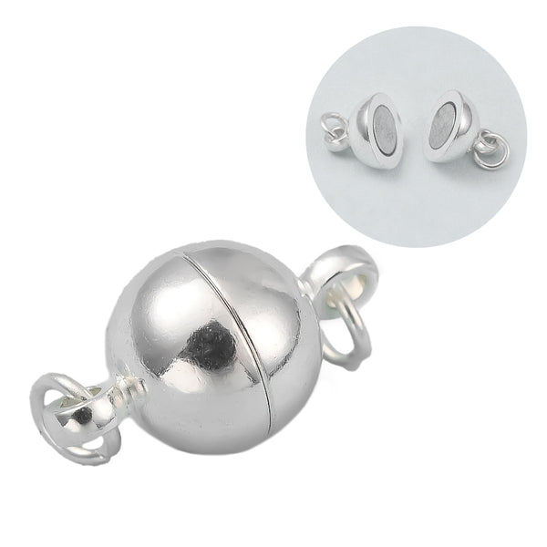 Magnetverschluss rund mit Ösen und Biegeringen nickelfrei 14x8mm Lochgröße 2mm 1 Stück