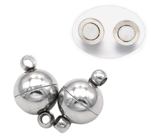 Runder Magnetverschluss aus Messing mit Ösen platinfarben 14x8 mm Lochgröße 1,5 mm 1 Stück
