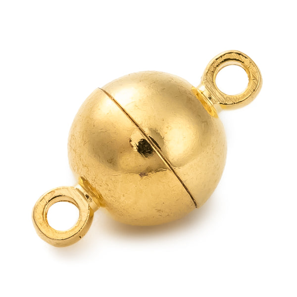 Magnetverschluss rund aus Messing goldfarben 16×10mm Loch Ø 1,5mm 1 Stück