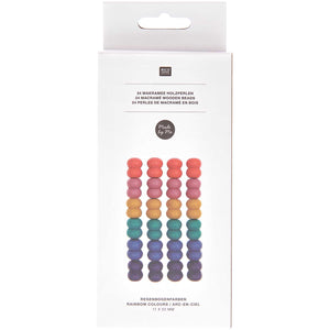 Makramee Holzperlen 24 Stück Regenbogenfarben 17x22mm