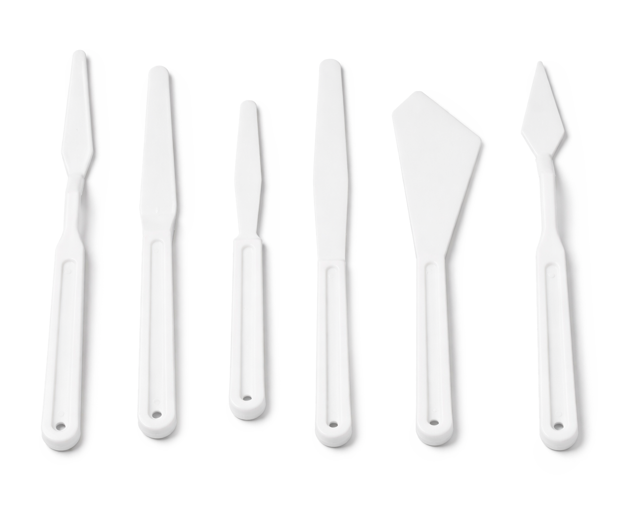 Palettenmesser Malspachtel Set Kunststoff weiß 6-teilig