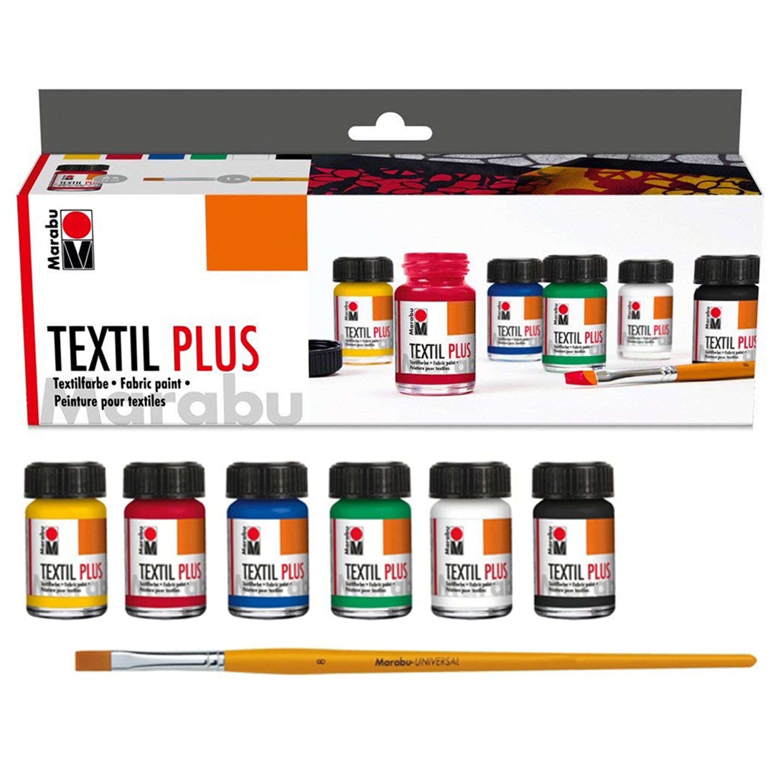 Marabu Textilfarben Textil Plus Starter-Set 6 x 15 ml