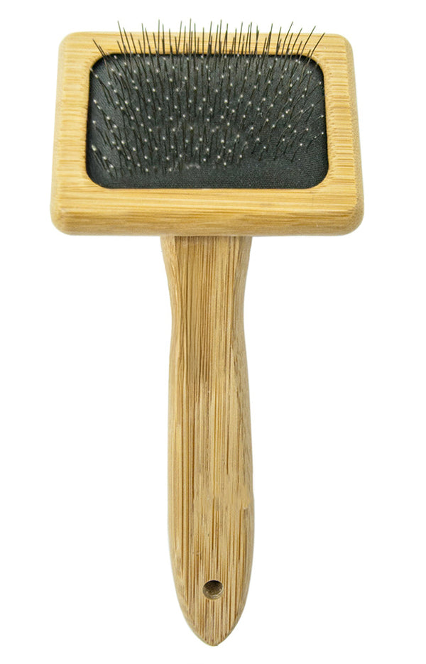 Kardierbürste aus Holz mit Metallpins zum Auskämmen von Fransen, Wolle, Garn & Fell - ideal für Spinnen, Nadelfilzen & Webprojekte 15x7x3cm