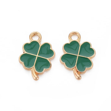 Anhänger Glücksklee Kleeblatt vierblättrig gold/grün 18x12x2mm 10 Stück