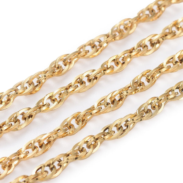 Edelstahl Seilkette 304 gelötet goldfarben 3mm 1m
