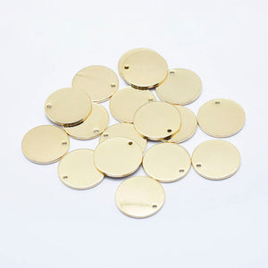 Edelstahl Plättchen Anhänger nickelfrei flach rund 16x1mm Loch: 1,5 mm 1 Stück