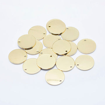 Edelstahl Plättchen Anhänger nickelfrei flach rund 16x1mm Loch: 1,5 mm 1 Stück