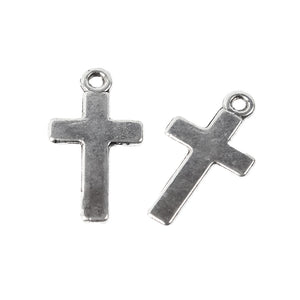 Anhänger Mini-Kreuz silbern 25x13mm 1,5mm dick 10 Stück