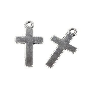 Anhänger Mini-Kreuz silbern 25x13mm 1,5mm dick 10 Stück