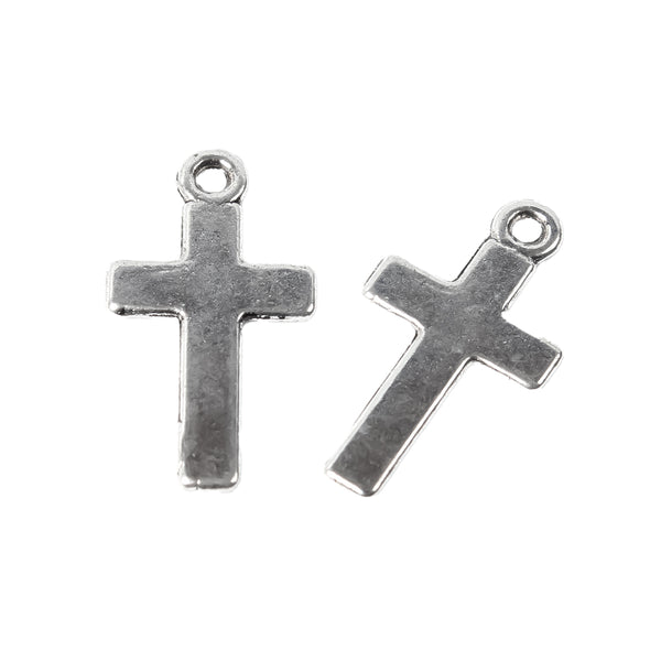 Anhänger Mini-Kreuz silbern 25x13mm 1,5mm dick 10 Stück