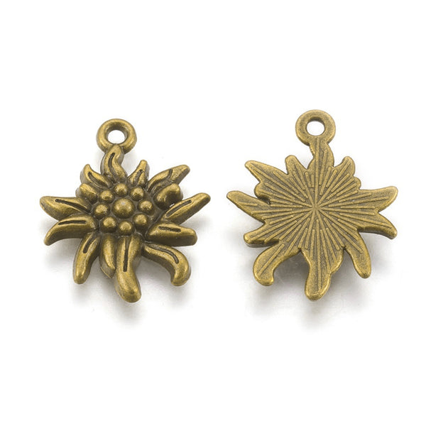 Metallanhänger Edelweiß – Antik-Bronze nickelfrei 21x16mm 1 Stück