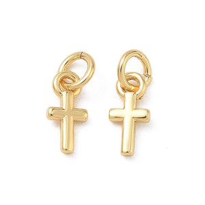 Emaille Kreuz-Anhänger Charm 8x4mm 1 Stück