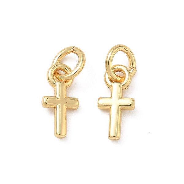 Emaille Kreuz-Anhänger Charm 8x4mm 1 Stück