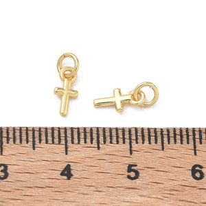 Emaille Kreuz-Anhänger Charm 8x4mm 1 Stück