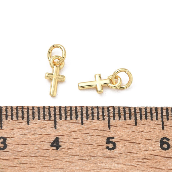Emaille Kreuz-Anhänger Charm 8x4mm 1 Stück