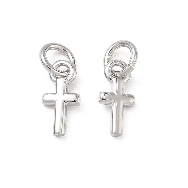 Emaille Kreuz-Anhänger Charm 8x4mm 1 Stück