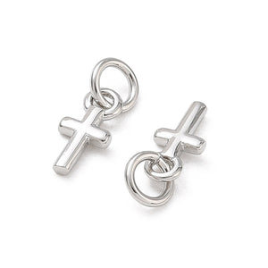 Emaille Kreuz-Anhänger Charm 8x4mm 1 Stück