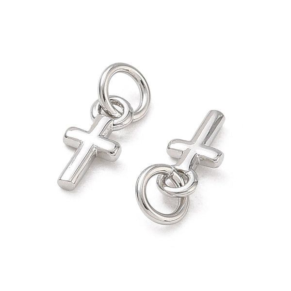 Emaille Kreuz-Anhänger Charm 8x4mm 1 Stück