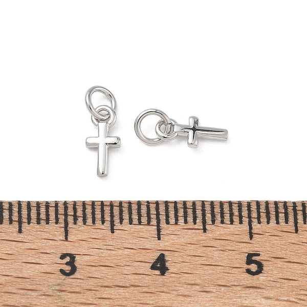 Emaille Kreuz-Anhänger Charm 8x4mm 1 Stück