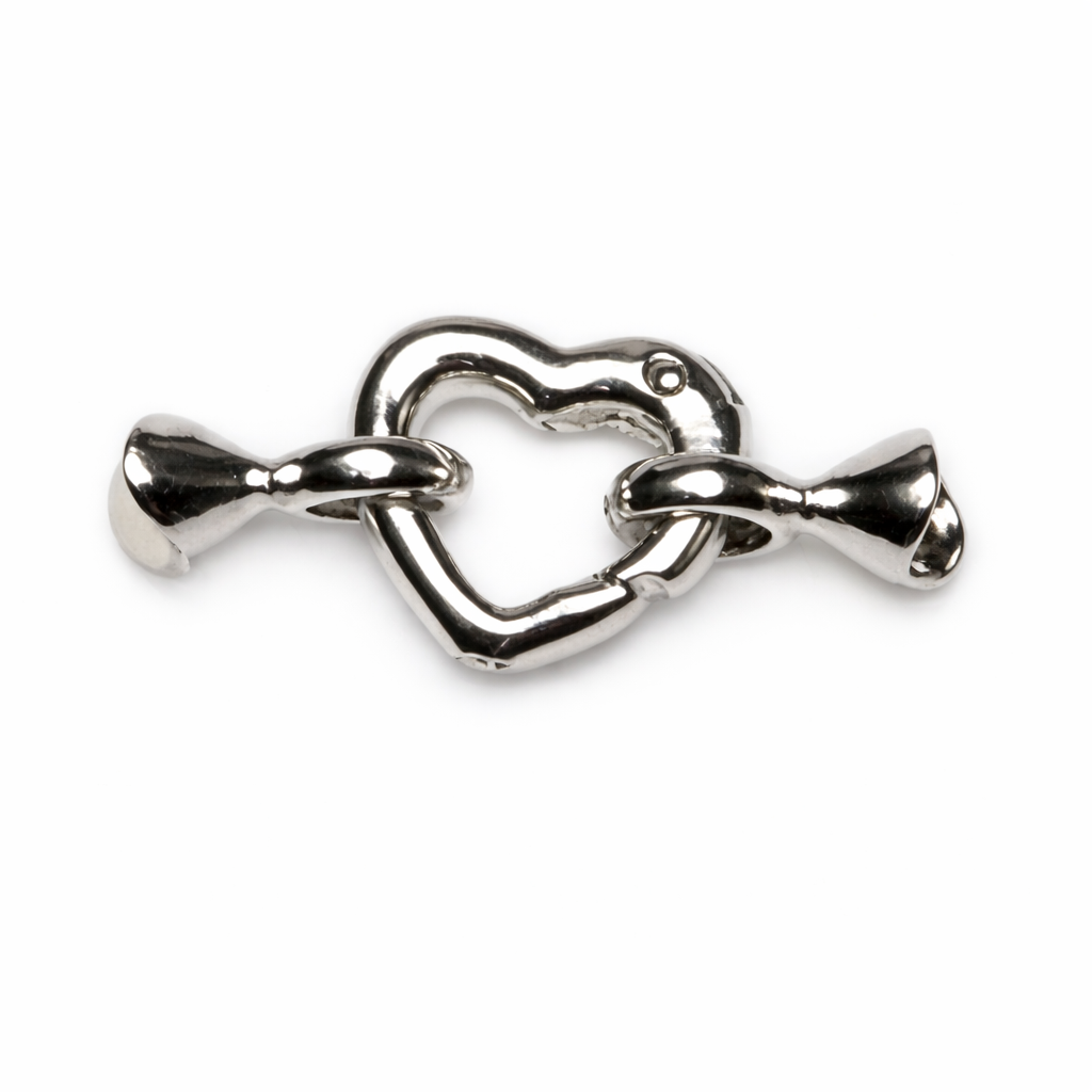 Metallverschluss Herz Schmuck zum Annähen silber 14mm 1 Stk
