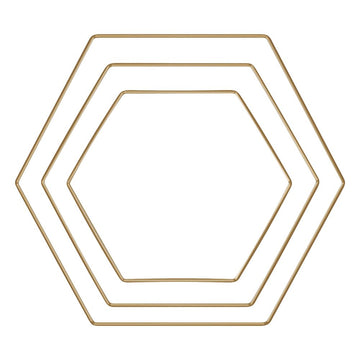 Metallringe Hexagon Set sortiert gold je 1x20cm,1x 25cm, 1x30cm