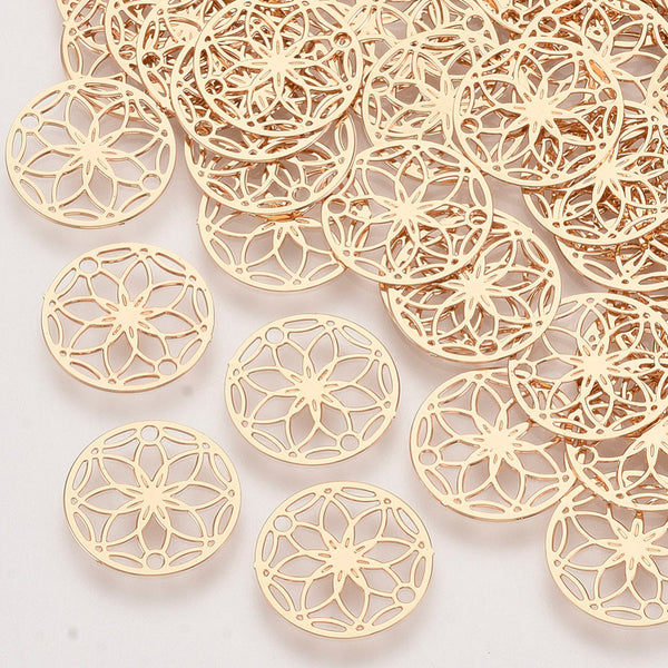Blume des Lebens Connector Anhänger goldfarben 13mm 1 Stück