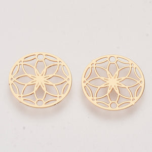 Blume des Lebens Connector Anhänger goldfarben 13mm 1 Stück