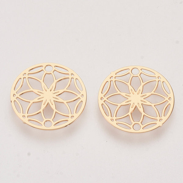 Blume des Lebens Connector Anhänger goldfarben 13mm 1 Stück