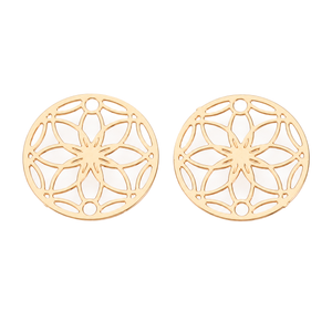 Blume des Lebens Connector Anhänger goldfarben 13mm 1 Stück