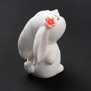 Mini-Häschen mit Blume weiß 31x19x23mm 1 Stück