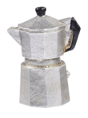 Miniatur Espresso-Kocher Kaffeemaschine silbern Polyresin 4cm 1 Stück