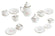 Miniatur Porzellan-Kaffeeservice 1-3,5cm weiß-rosa mit Goldrand 15-Teile / Set