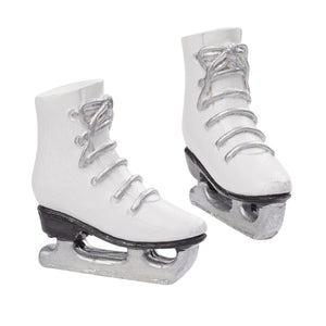 Miniatur Schlittschuhe weiß Polyresin 4cm 2 Stück